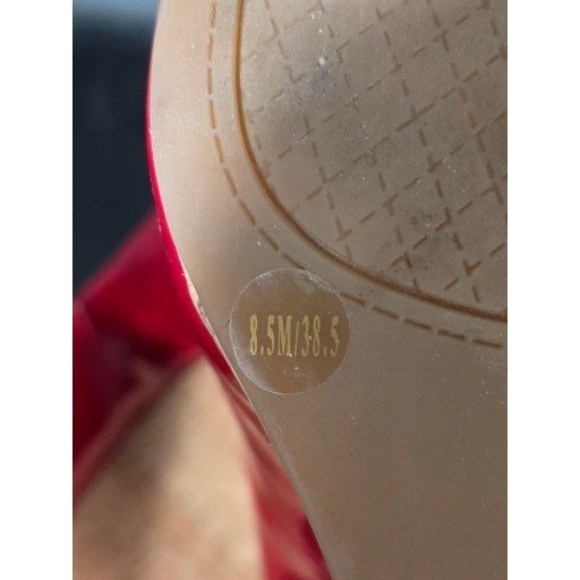 Jessica Simpson Red Patent Leather Cork Platform Wedge Peep Toe Heels 8.5M Sexy - Picture 4 of 8